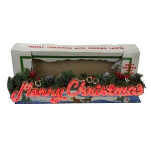 Vtg Christmas Mantle Light Rare Find Merry Christmas With Chasing Lights